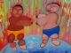 Homme et femme sumo 73x54cm- Claude Océga